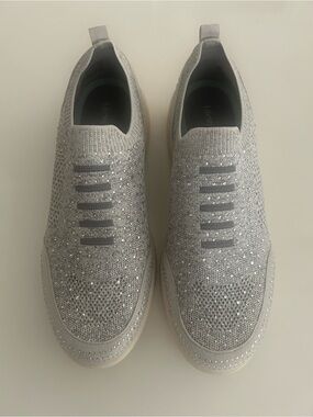 Life Stride Air Step Sparkling Slip-On Sneakers in Silver Knit